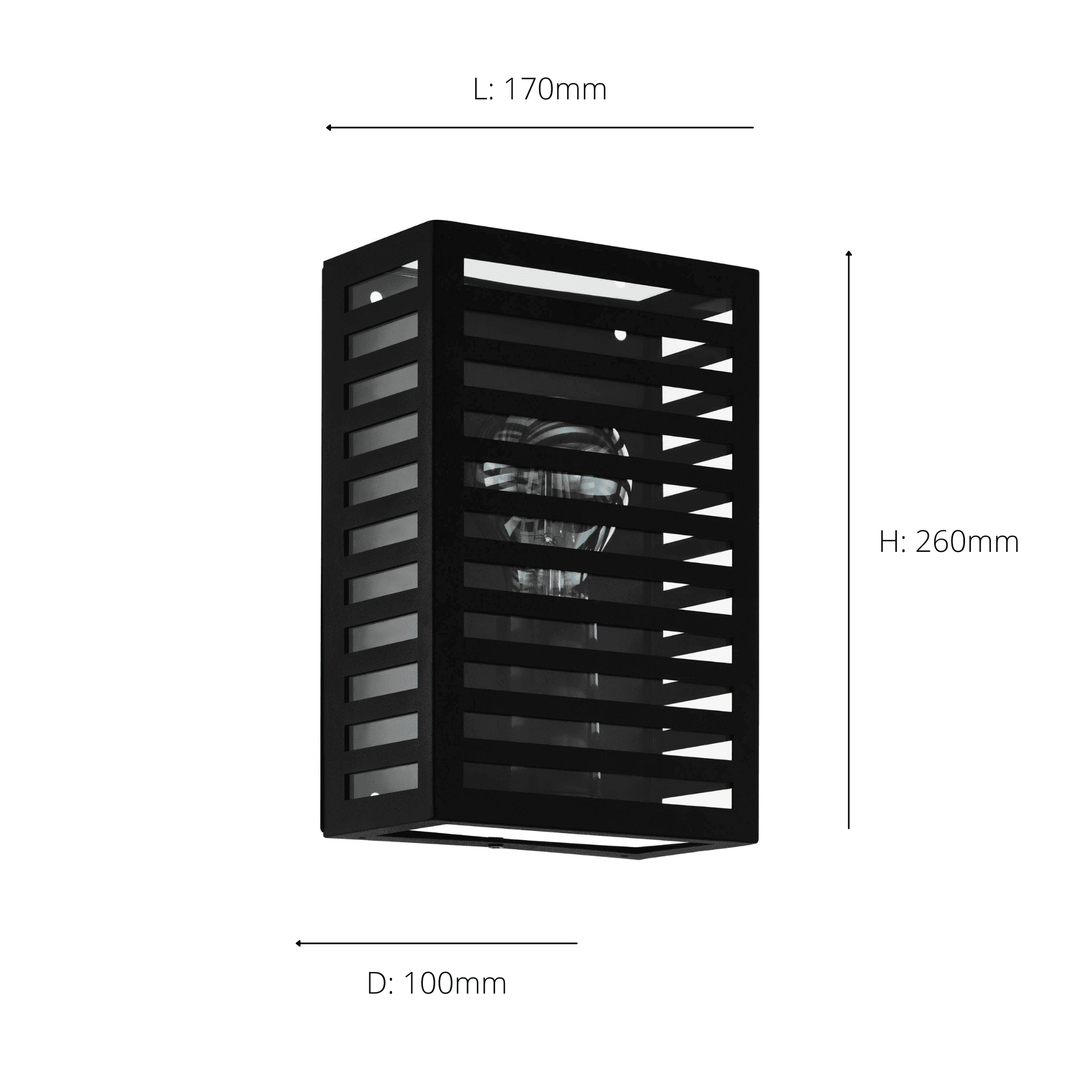 Eglo 900136 Alamonte 3 Black Caged Outdoor Wall Light