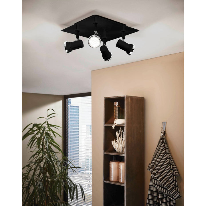 Eglo 33678 Tamara 1 LED Black 4 light Ceiling Spotlight