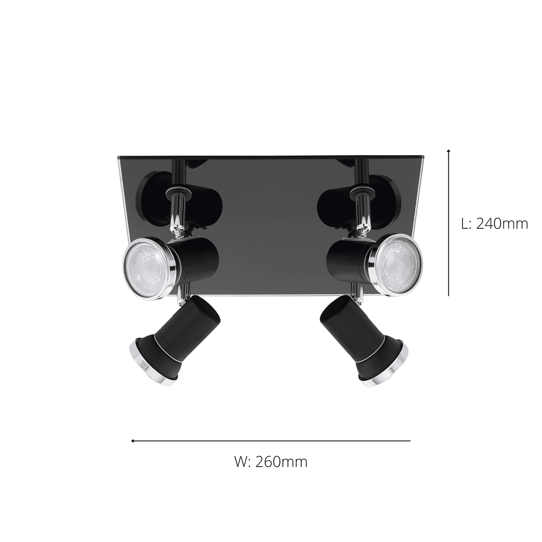 Eglo 33678 Tamara 1 LED Black 4 light Ceiling Spotlight
