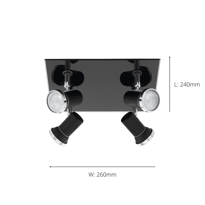 Eglo 33678 Tamara 1 LED Black 4 light Ceiling Spotlight