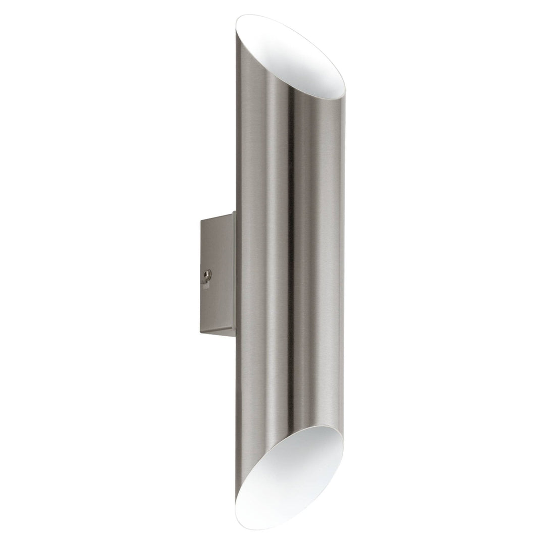 Eglo 94803 Agolada 2-Light Stainless Steel And White Exterior Wall Light