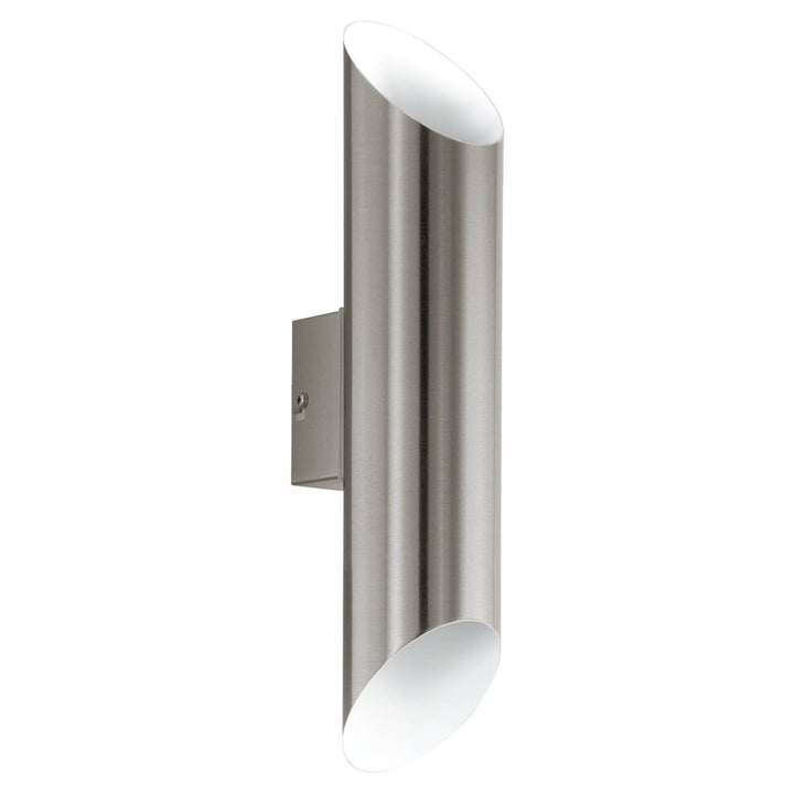 Eglo 94803 Agolada 2-Light Stainless Steel And White Exterior Wall Light