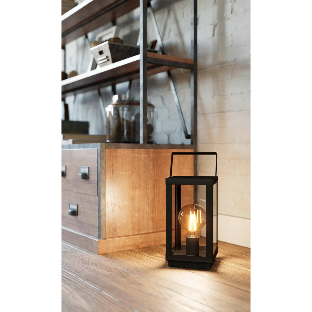 Eglo 43623 Bradford 1 1-Light Caged Black Lantern Table Lamp