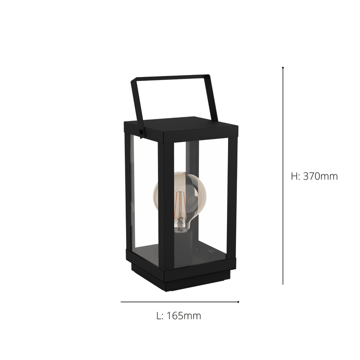 Eglo 43623 Bradford 1 1-Light Caged Black Lantern Table Lamp