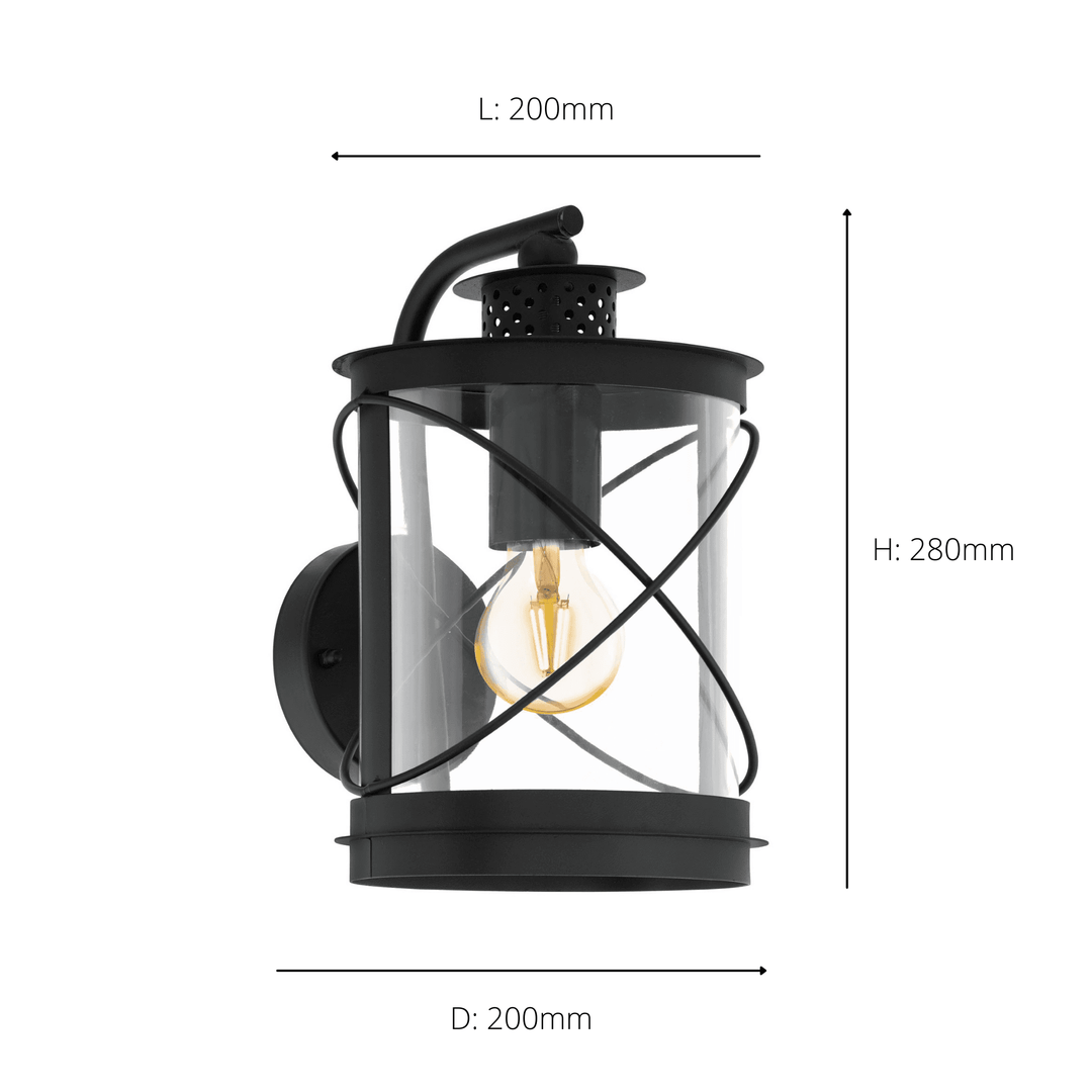 Eglo 94843 Hilburn Black Lantern-style Exterior Wall Light