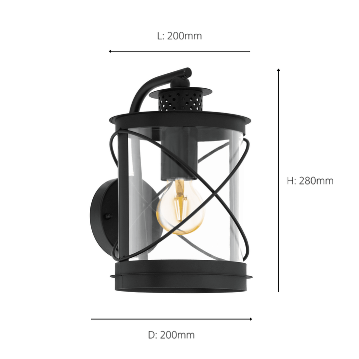 Eglo 94843 Hilburn Black Lantern-style Exterior Wall Light