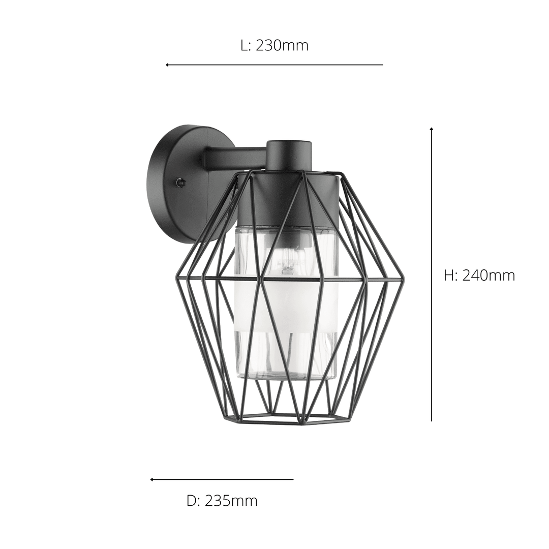 Eglo 97226 Canove 1-Light Caged Black Exterior Wall Lamp