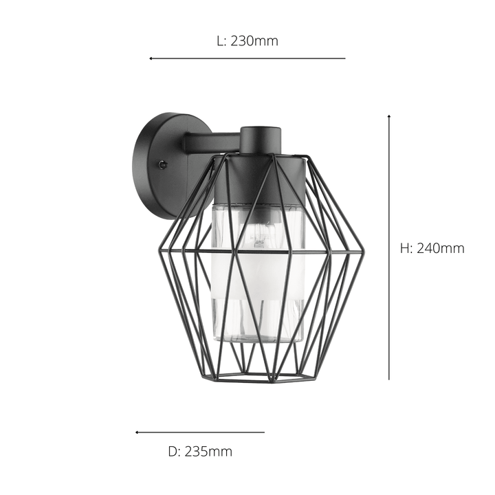 Eglo 97226 Canove 1-Light Caged Black Exterior Wall Lamp
