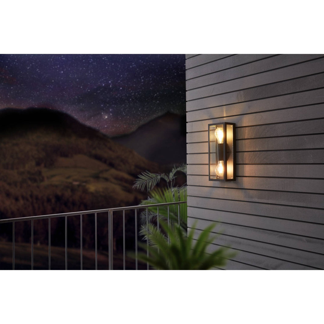 Eglo 98273 Alamonte 1 2-Light Caged Industrial Exterior Wall Light