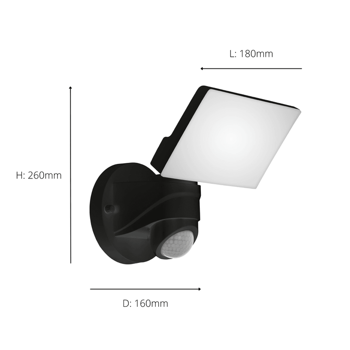 Eglo 98178 Pagino LED Black Plastic Wall Spotlight With Sensor