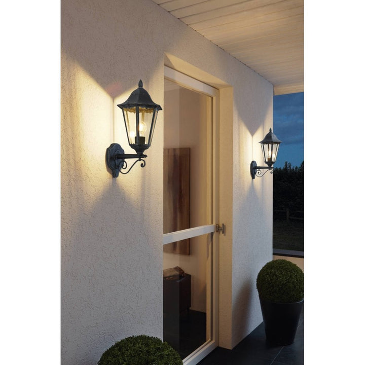 Eglo 93457 Navedo 1-Light Traditional Black And Silver Exterior Wall Light