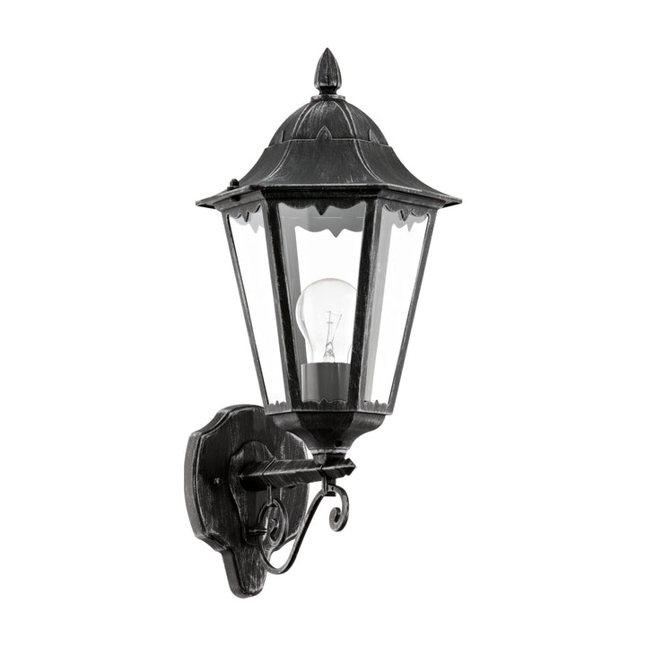 Eglo 93457 Navedo 1-Light Traditional Black And Silver Exterior Wall Light