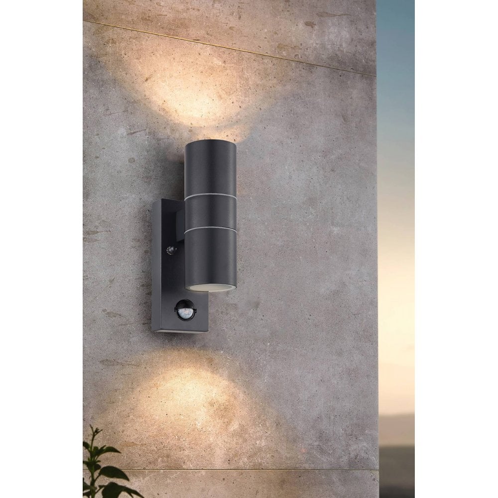 Eglo 32899 Riga 5 2-Light Anthracite LED Exterior Wall Lamp With Sensor