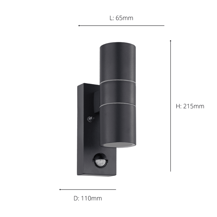 Eglo 32899 Riga 5 2-Light Anthracite LED Exterior Wall Lamp With Sensor