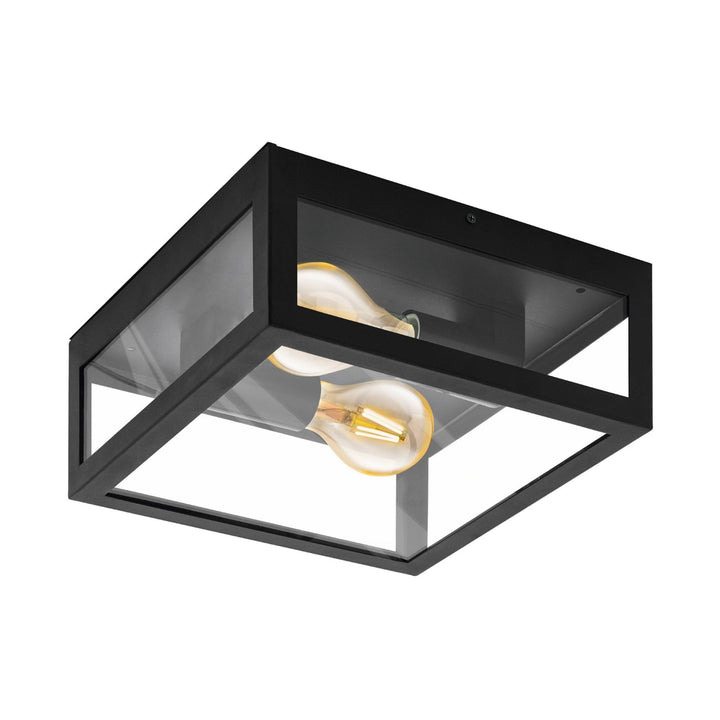 Eglo 94832 Alamonte 1 2-Light Caged Industrial Exterior Ceiling or Wall Light