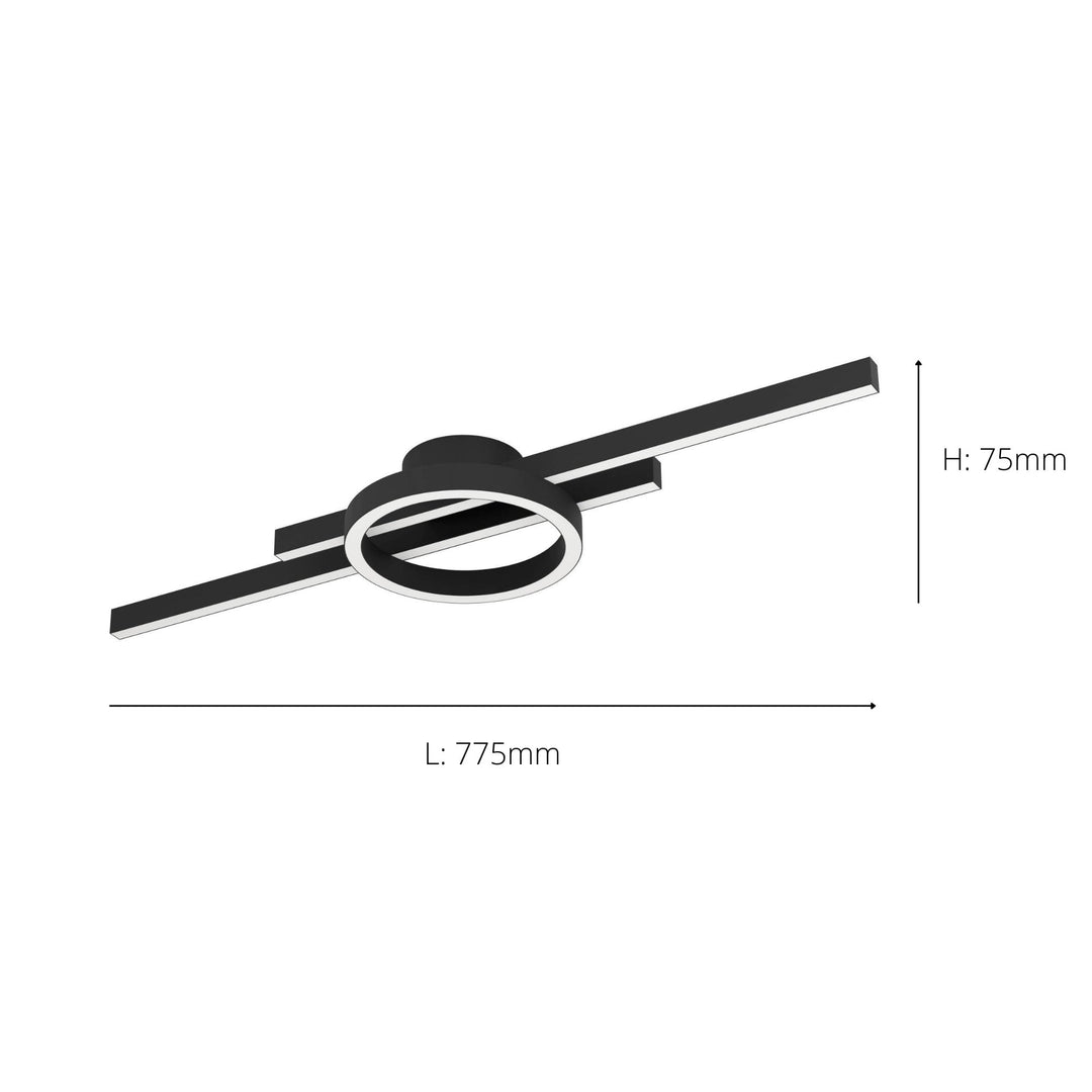 Eglo 900953 Amandolo LED Contemporary Black Steel Flush Ceiling Light