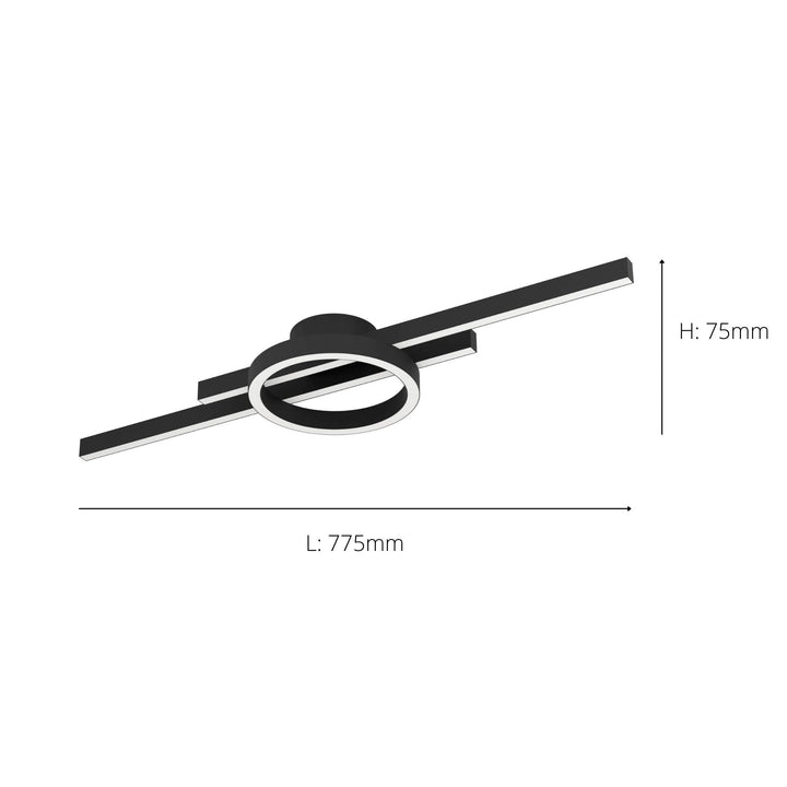 Eglo 900953 Amandolo LED Contemporary Black Steel Flush Ceiling Light