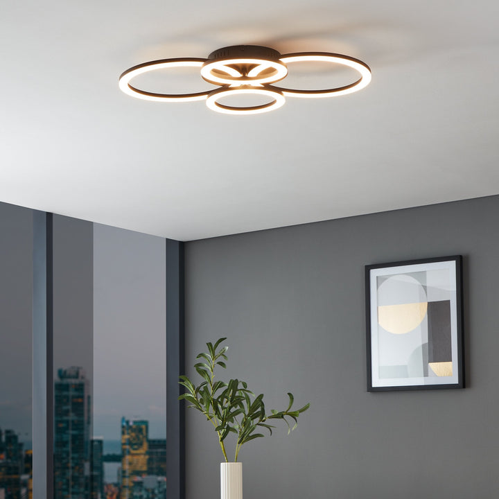Eglo 900319 Parrapos-Z Modern Black Steel Smart Control, Colour Changing Ceiling Light