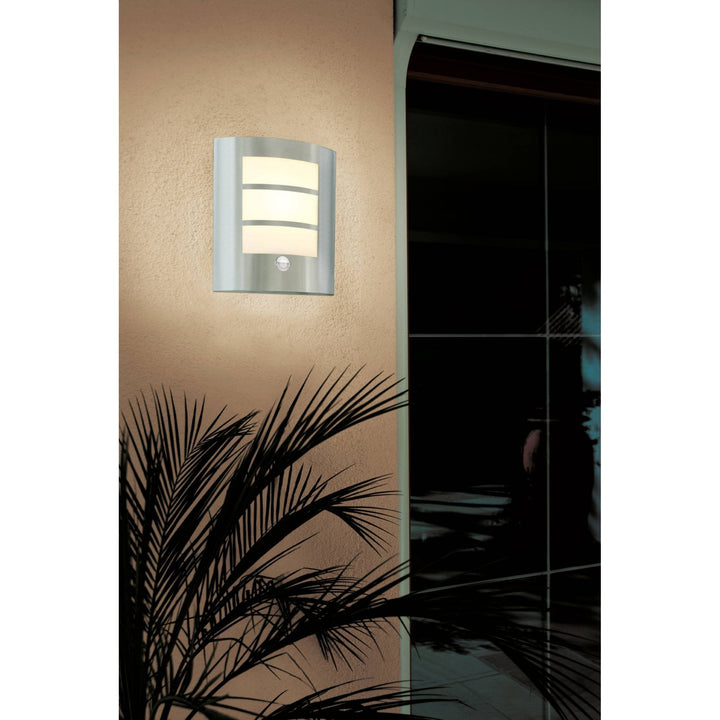 Eglo 88142 City Stainless-Steel Exterior Wall Light with Sensor