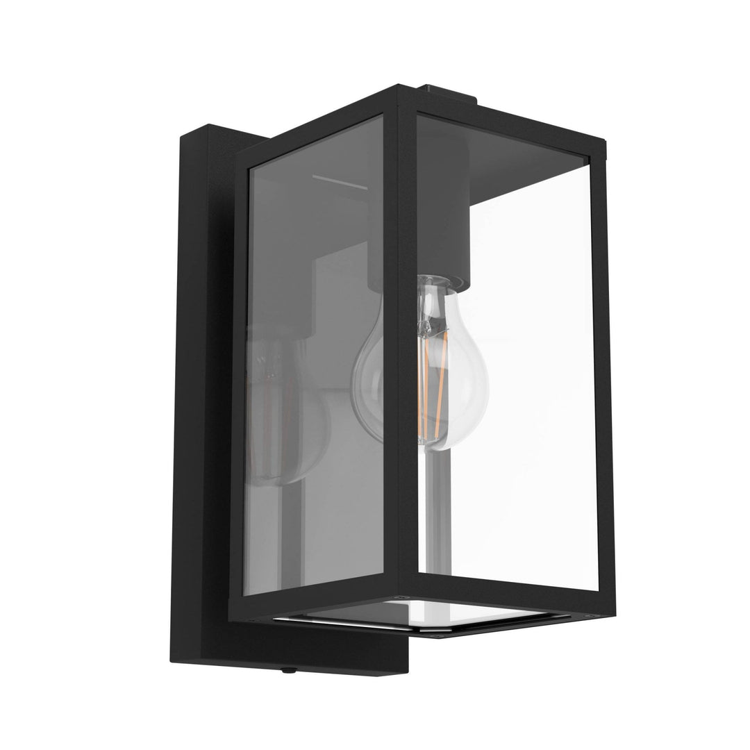 Eglo 900288 Budrone Modern Black Steel & Clear Glass Outdoor Wall Light