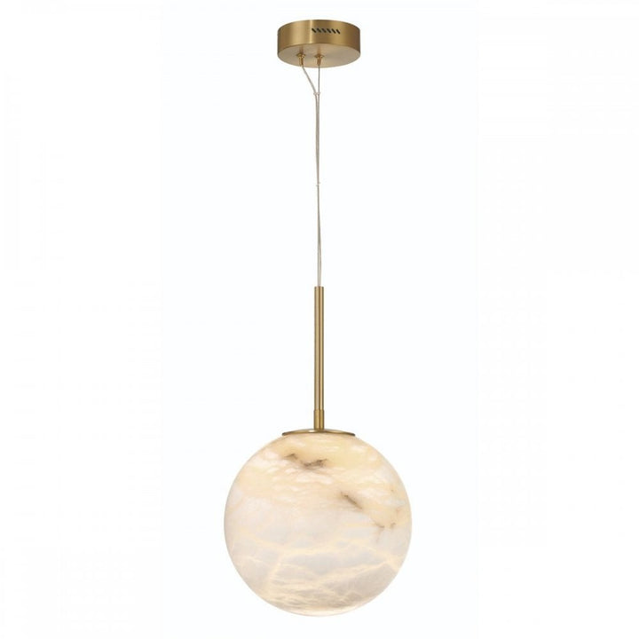 Eurofase QN-KEPLER-1P-M-BG Kepler LED Alabaster Pendant Medium Brushed Gold