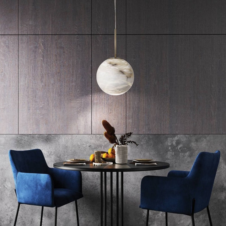 Eurofase QN-KEPLER-1P-M-BG Kepler LED Alabaster Pendant Medium Brushed Gold