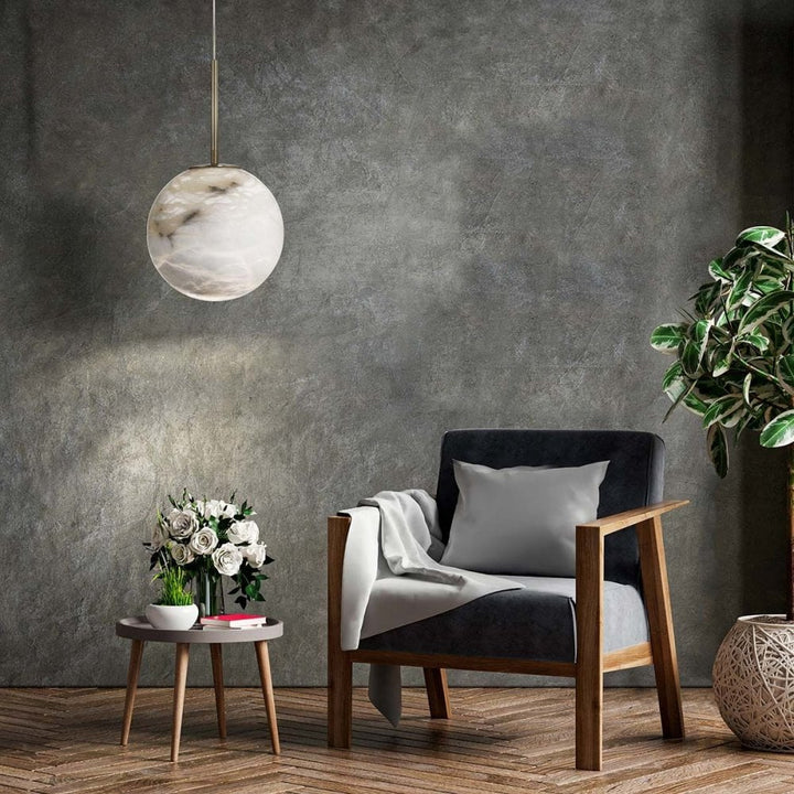 Eurofase QN-KEPLER-1P-M-BG Kepler LED Alabaster Pendant Medium Brushed Gold