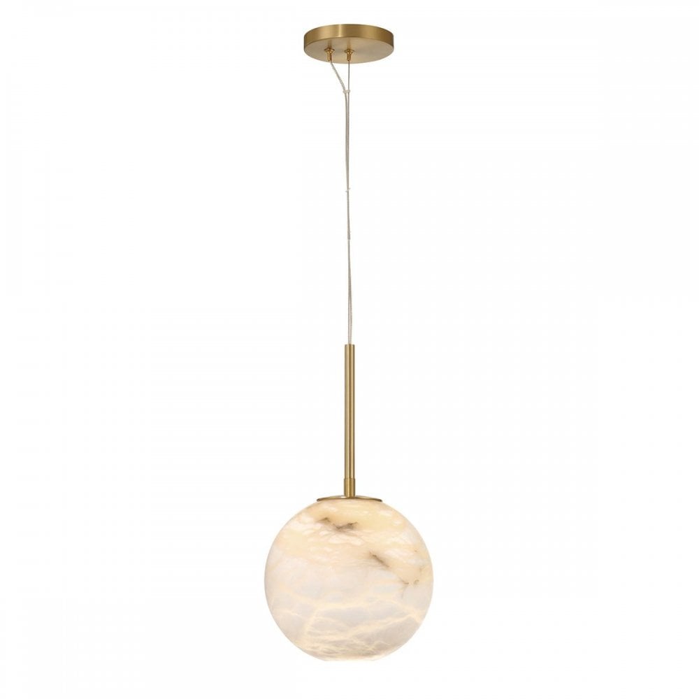 Eurofase QN-KEPLER-1P-S-BG Kepler LED Alabster Pendant Small Brushed Gold