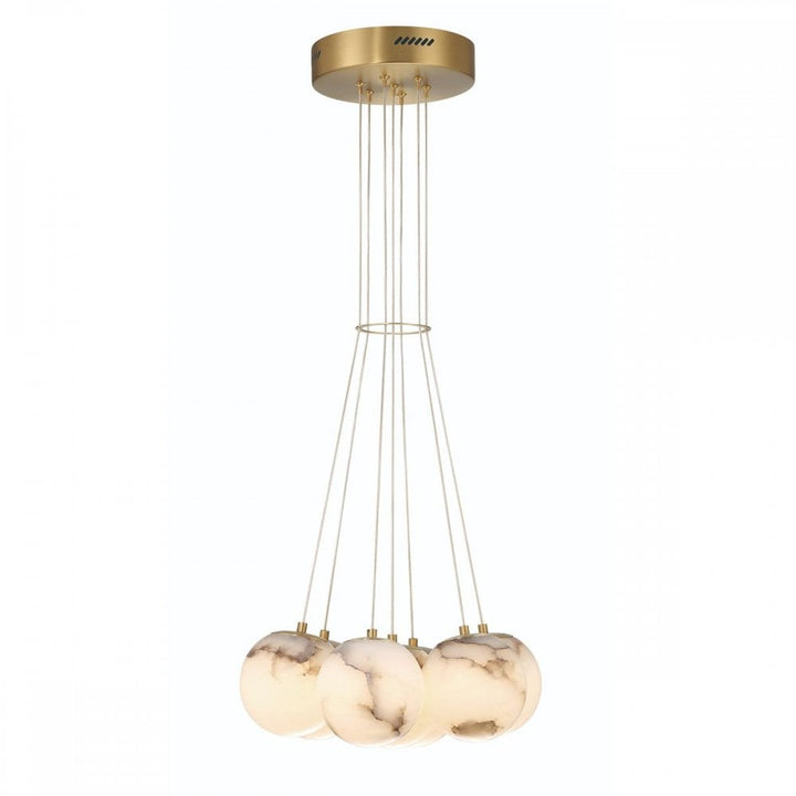 Eurofase QN-KEPLER-7P-BG Kepler 7 Light LED Alabaster Cluster Pendant Brushed Gold
