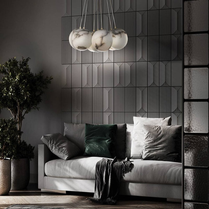 Eurofase QN-KEPLER-7P-BG Kepler 7 Light LED Alabaster Cluster Pendant Brushed Gold