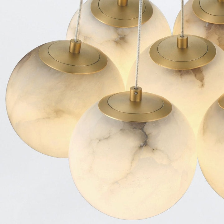 Eurofase QN-KEPLER-7P-BG Kepler 7 Light LED Alabaster Cluster Pendant Brushed Gold