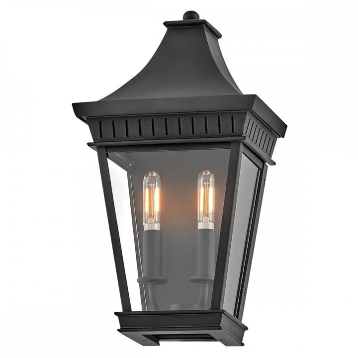 Hinkley Lighting HK-CHAPEL-HILL7-MB Chapel Hill 2 Light Outdoor Half Wall Lantern Museum Black