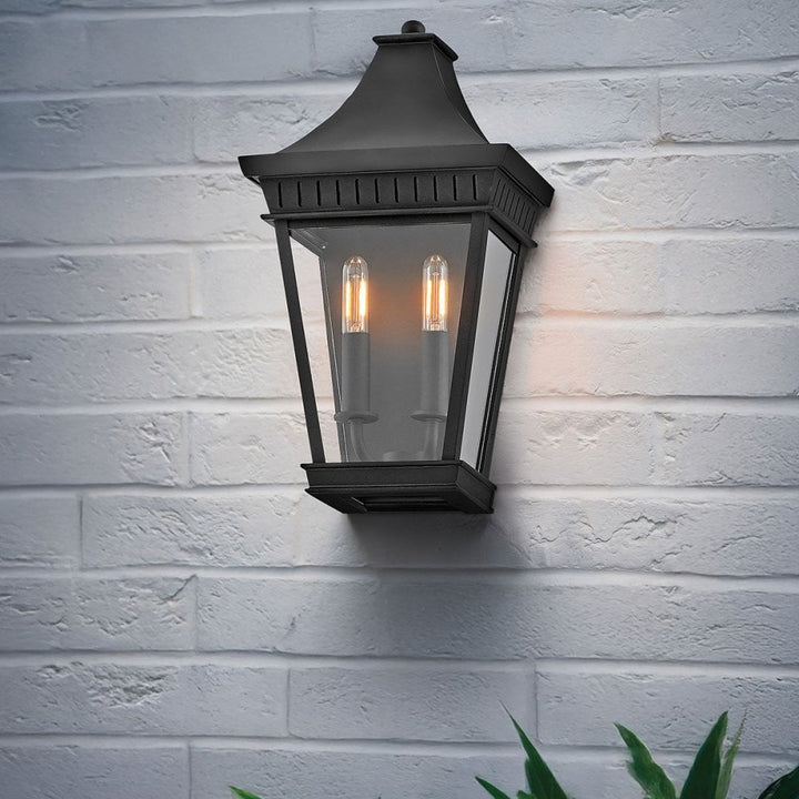 Hinkley Lighting HK-CHAPEL-HILL7-MB Chapel Hill 2 Light Outdoor Half Wall Lantern Museum Black