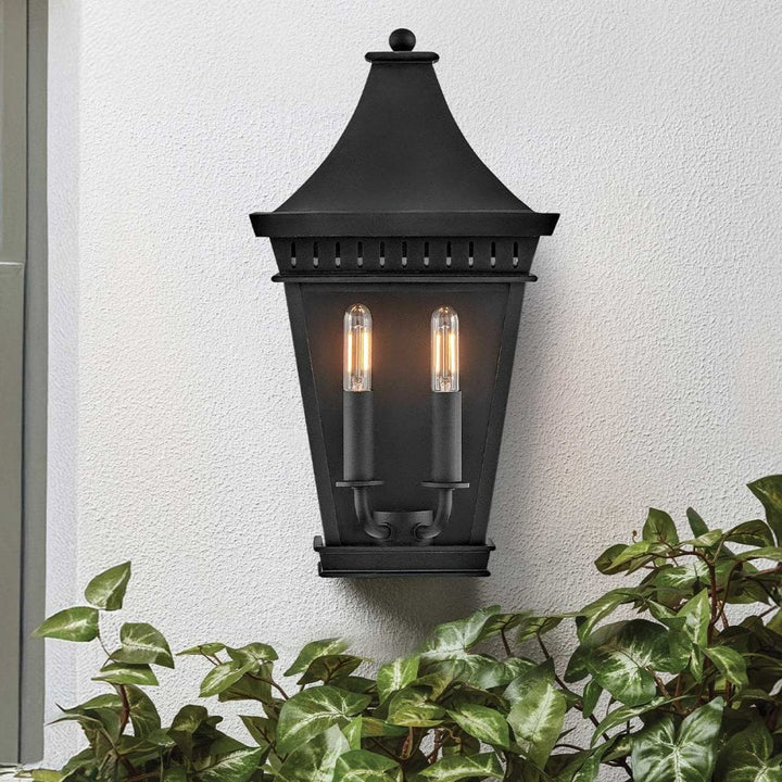 Hinkley Lighting HK-CHAPEL-HILL7-MB Chapel Hill 2 Light Outdoor Half Wall Lantern Museum Black