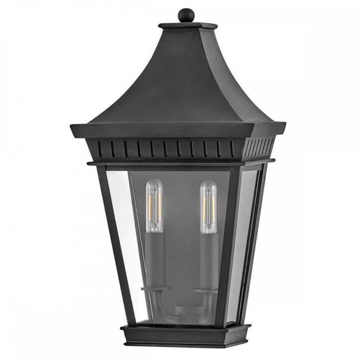 Hinkley Lighting HK-CHAPEL-HILL7-MB Chapel Hill 2 Light Outdoor Half Wall Lantern Museum Black
