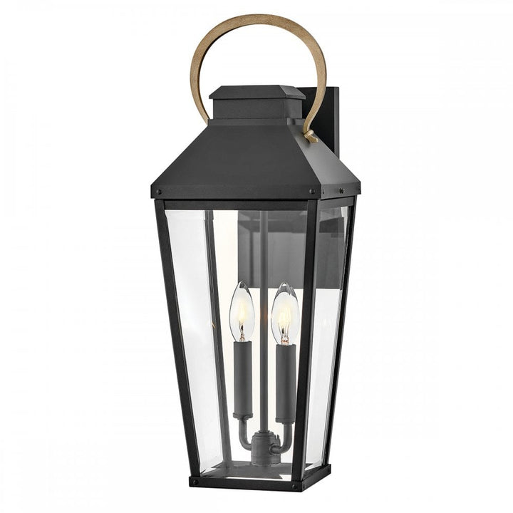 Hinkley Lighting HK-DAWSON-L Dawson 2 Light Outdoor Large Wall Lantern Black with Burnished Bronze accent