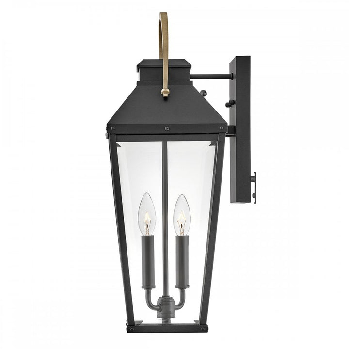 Hinkley Lighting HK-DAWSON-L Dawson 2 Light Outdoor Large Wall Lantern Black with Burnished Bronze accent
