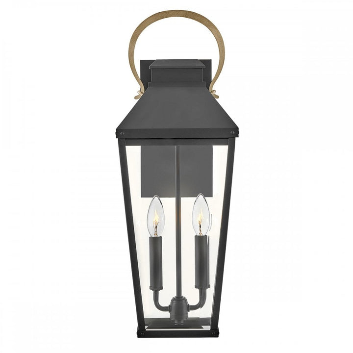 Hinkley Lighting HK-DAWSON-L Dawson 2 Light Outdoor Large Wall Lantern Black with Burnished Bronze accent