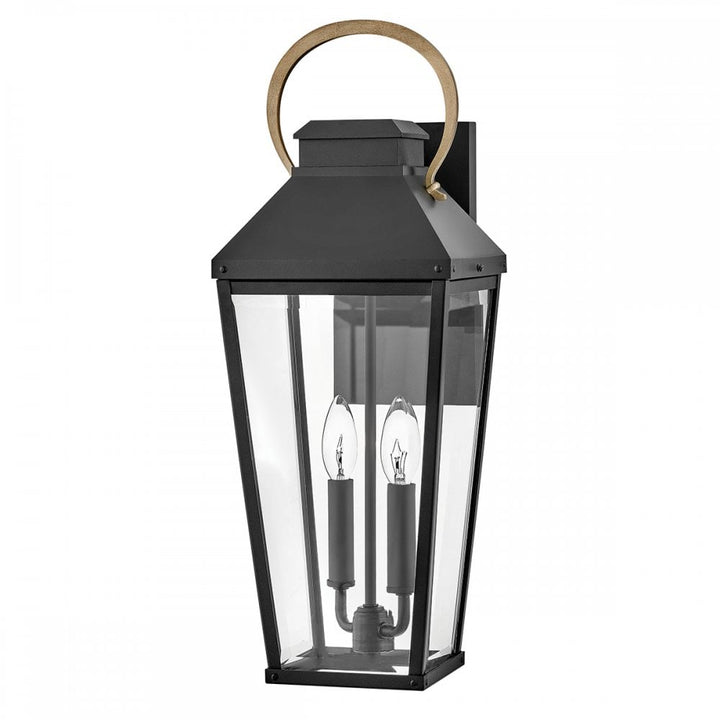 Hinkley Lighting HK-DAWSON-L Dawson 2 Light Outdoor Large Wall Lantern Black with Burnished Bronze accent