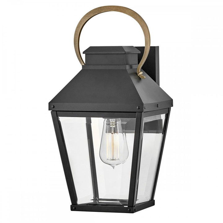 Hinkley Lighting HK-DAWSON-M Dawson 1 Light Outdoor Medium Wall Lantern Black with Burnished Bronze accent