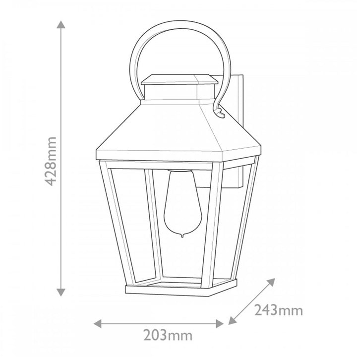 Hinkley Lighting HK-DAWSON-M Dawson 1 Light Outdoor Medium Wall Lantern Black with Burnished Bronze accent