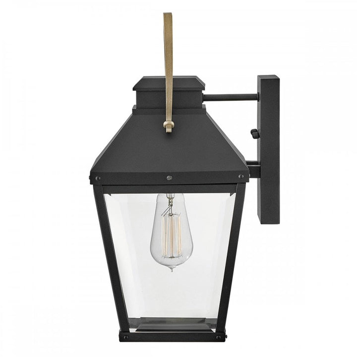 Hinkley Lighting HK-DAWSON-M Dawson 1 Light Outdoor Medium Wall Lantern Black with Burnished Bronze accent