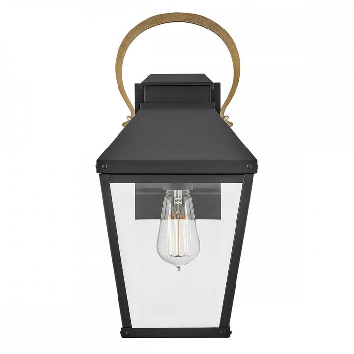 Hinkley Lighting HK-DAWSON-M Dawson 1 Light Outdoor Medium Wall Lantern Black with Burnished Bronze accent