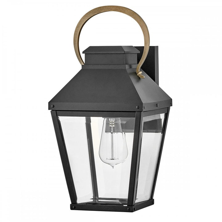Hinkley Lighting HK-DAWSON-M Dawson 1 Light Outdoor Medium Wall Lantern Black with Burnished Bronze accent