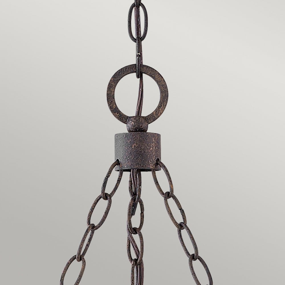 Hinkley Lighting HK-SAWYER9-SQ Sawyer 9 Light Outdoor Chandelier Sequoia wood effect with rust Iron accents & Clear seeded glass