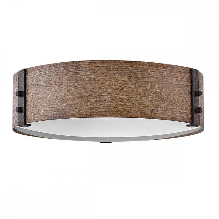 Hinkley Lighting HK-SAWYER-F-M-SQ Sawyer 3 Light Outdoor Flush Sequoia wood effect with rust Iron accents