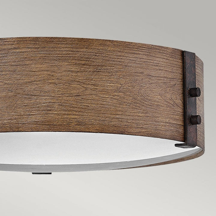 Hinkley Lighting HK-SAWYER-F-M-SQ Sawyer 3 Light Outdoor Flush Sequoia wood effect with rust Iron accents