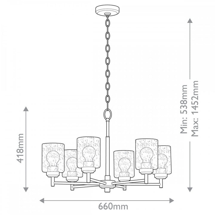 Kichler KL-WINSLOW6-NBR Winslow 6 Light Chandelier Natural Brass