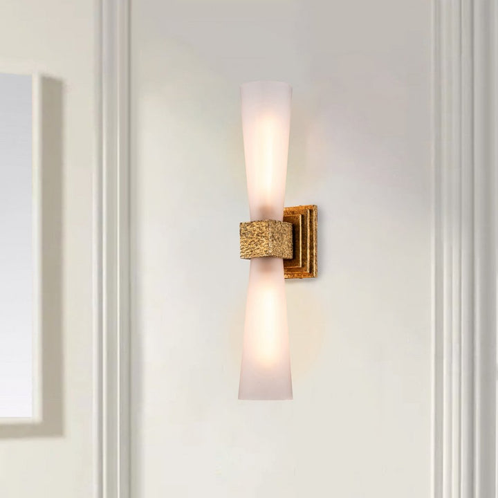 Elstead KRISTY-2WB-DG-OPAL Kristy 2 Light Bathroom Wall Light Distressed Gold