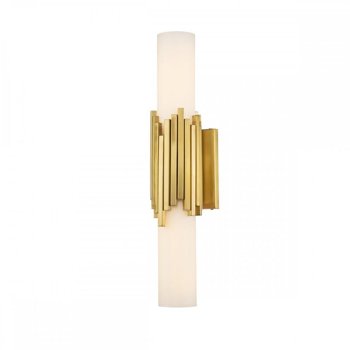 Elstead MARVELE-2WB-AB-OPAL Marvele 2 Light Bathroom Wall Light Aged Brass